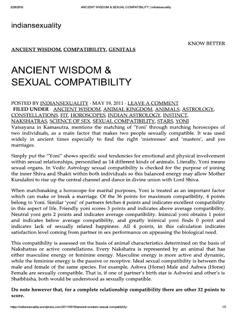 Yoni & Sexual Compatibility Match PDF