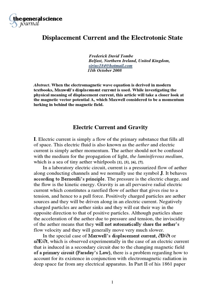 Displacement Current in Electromagnetic Theory | PDF | Luminiferous ...