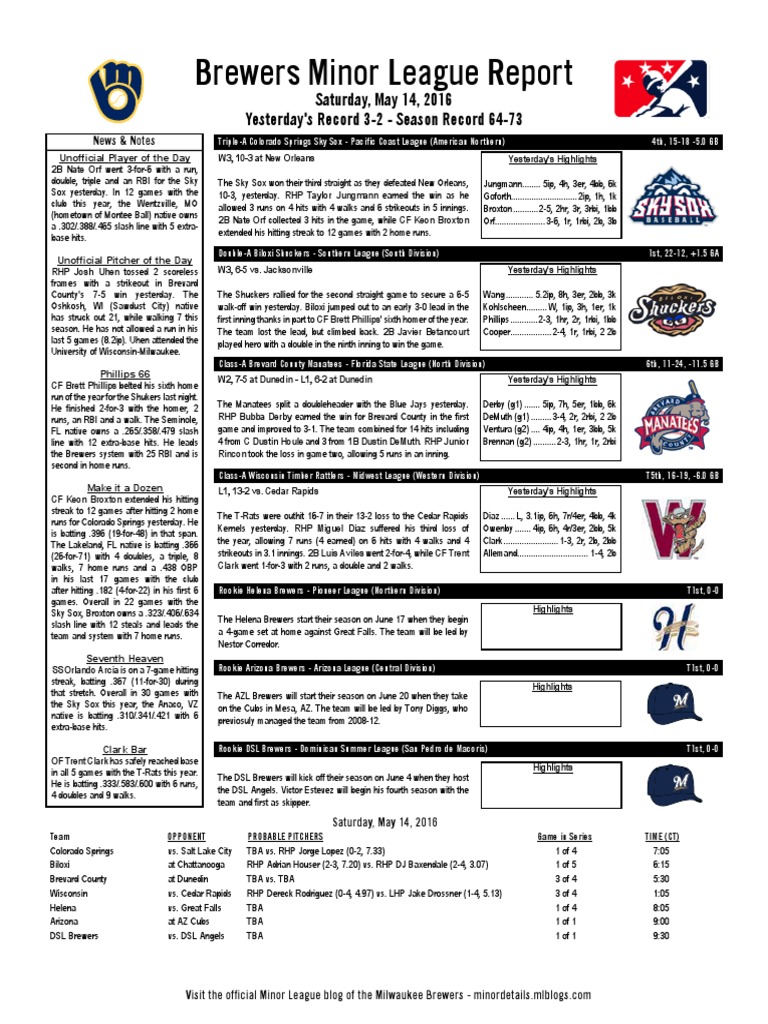 5.14.16 Minor League Report PDF | PDF | Games Of Physical Skill | Ball ...