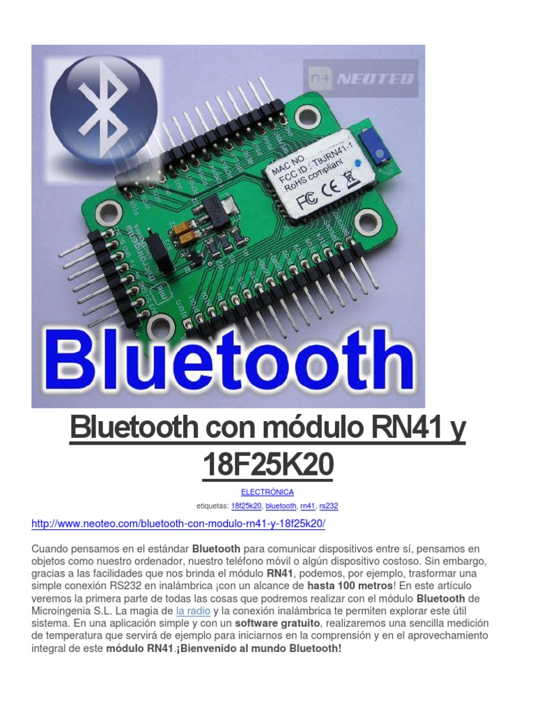 Guía de Bluetooth con RN41 y 18F25K20 | PDF | Bluetooth | Teléfonos móviles