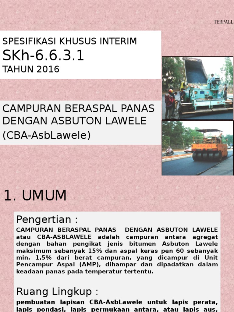 Spesifikasi CBA-AsbLawele untuk Aspal | PDF