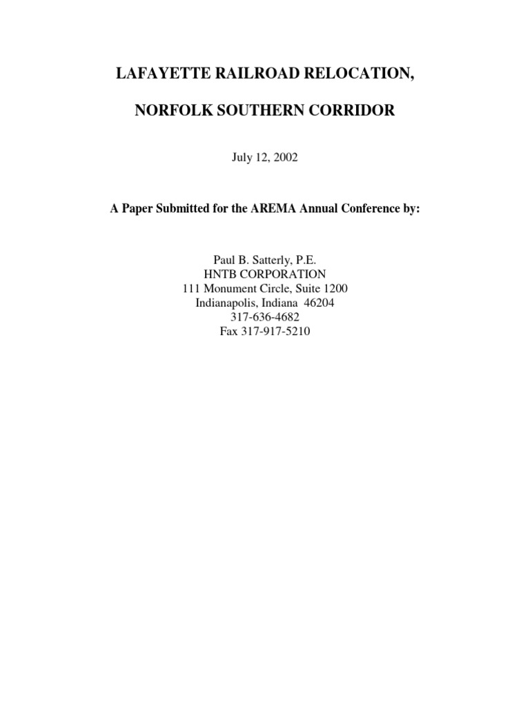 Lafayette Railway Relocation 2002d PDF Rail Transport Track (Rail