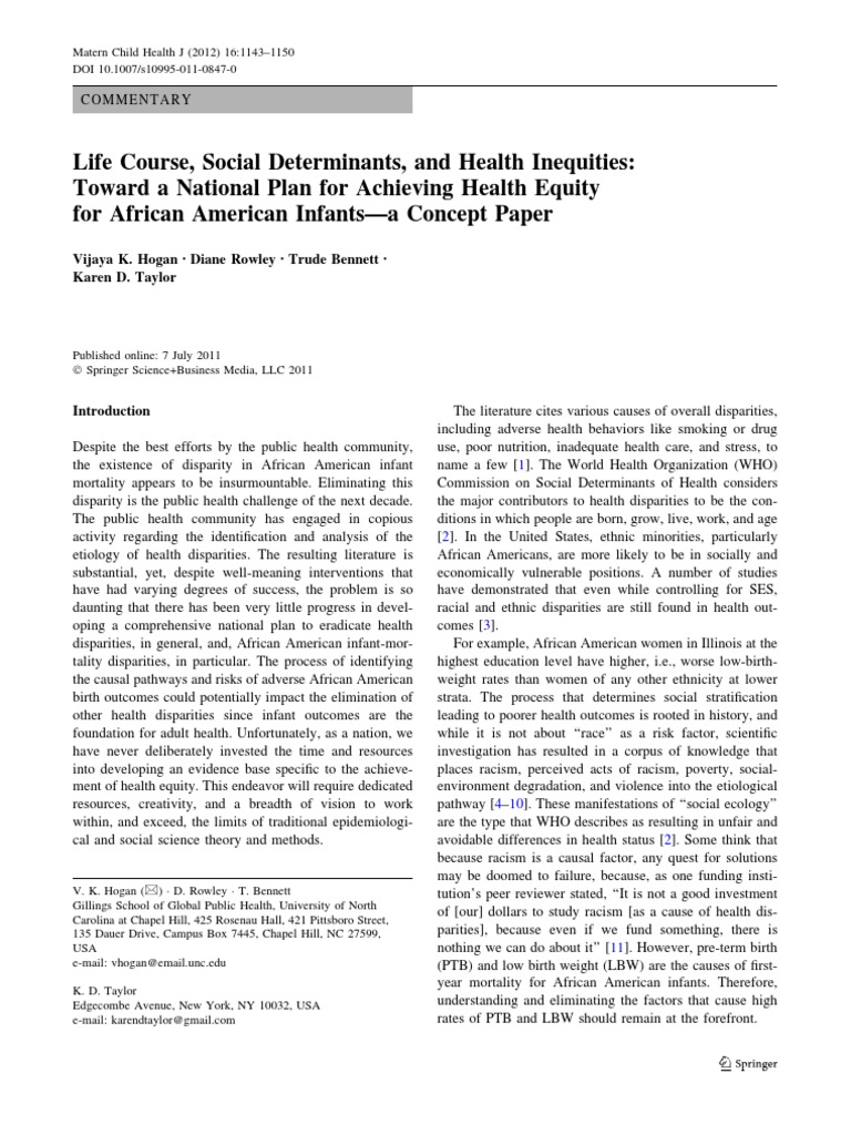 Health Equity for African American Infants | PDF | Health Equity ...