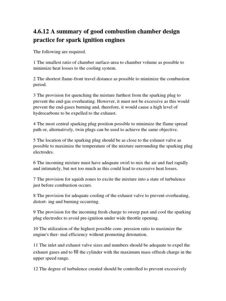 Spark Ignition Engine Chamber Design Tips | PDF | Technology & Engineering