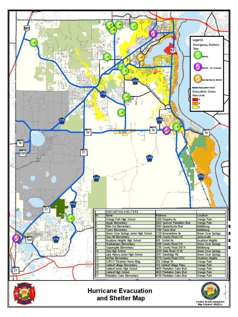 Clay County Evacuation Map
