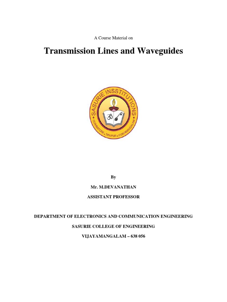 EC 6303 Transmission Lines and Wave Guides PDF Coaxial Cable