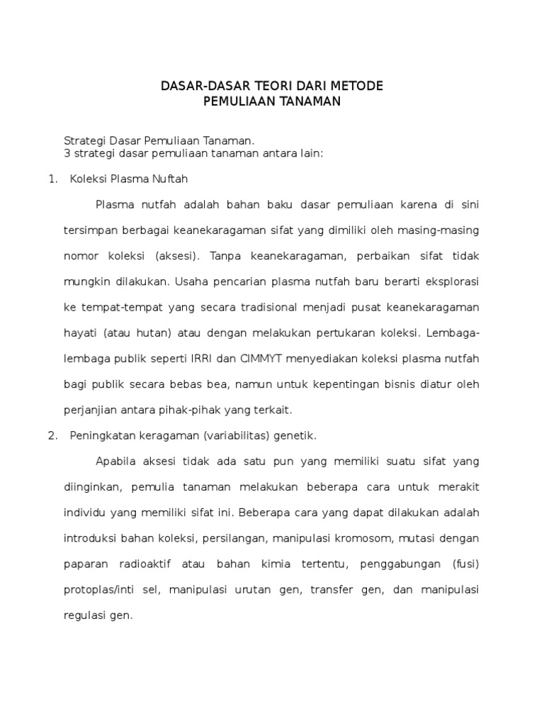 Metode Pemuliaan Tanaman Pdf