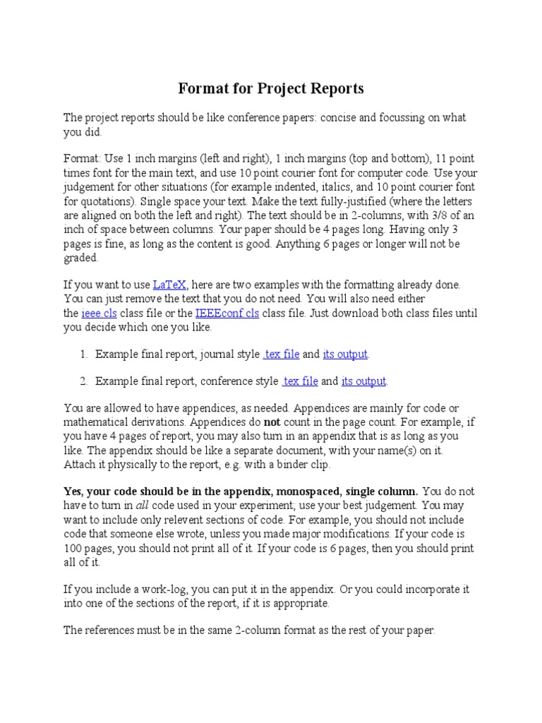 Format For Project Reports PDF Te X Typefaces