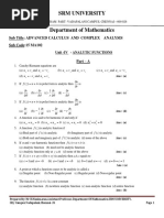Download Analytic Functions MCQ Notes by ECE A SRM VDP SN312643837 doc pdf