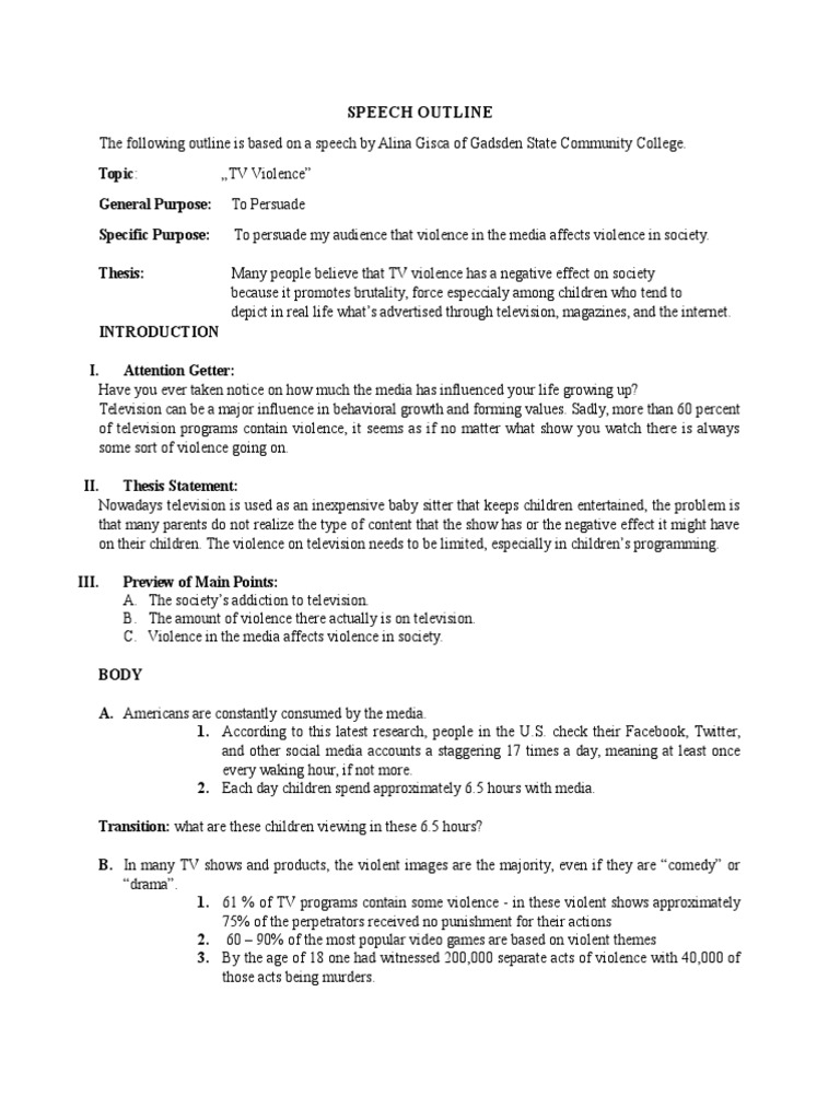 5 minute informative speech outline picture