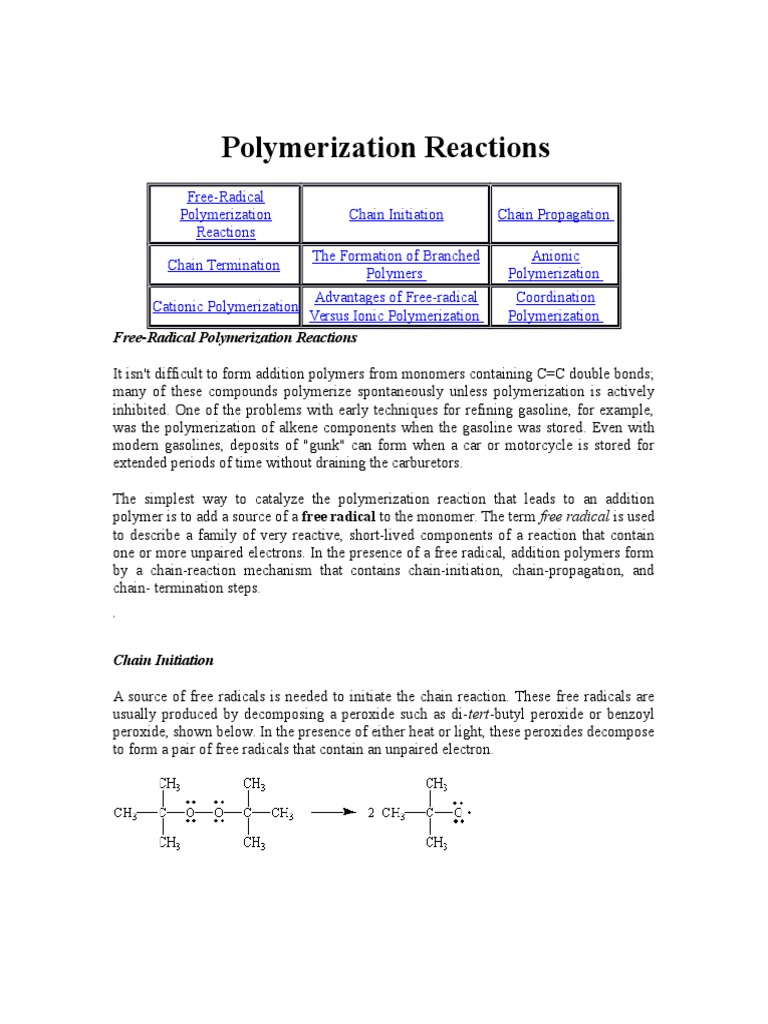 Polymerization Reactions Polymerization 16 Views - 