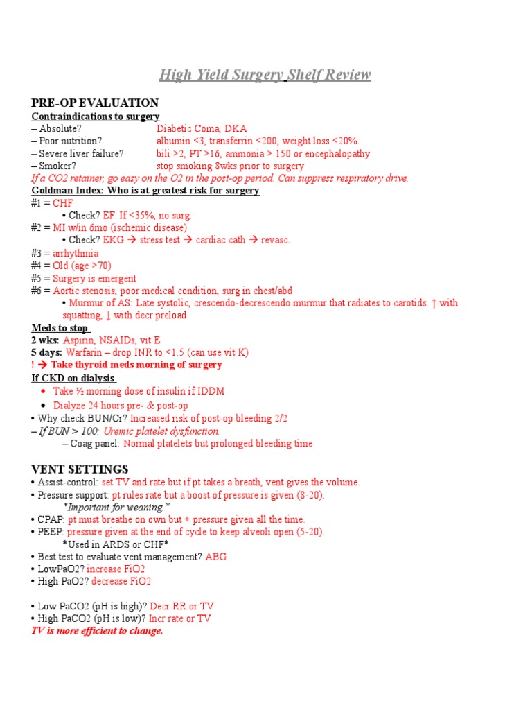 High Yield Surgery Shelf Exam Review Complete PDF Crohn's Disease Major Trauma