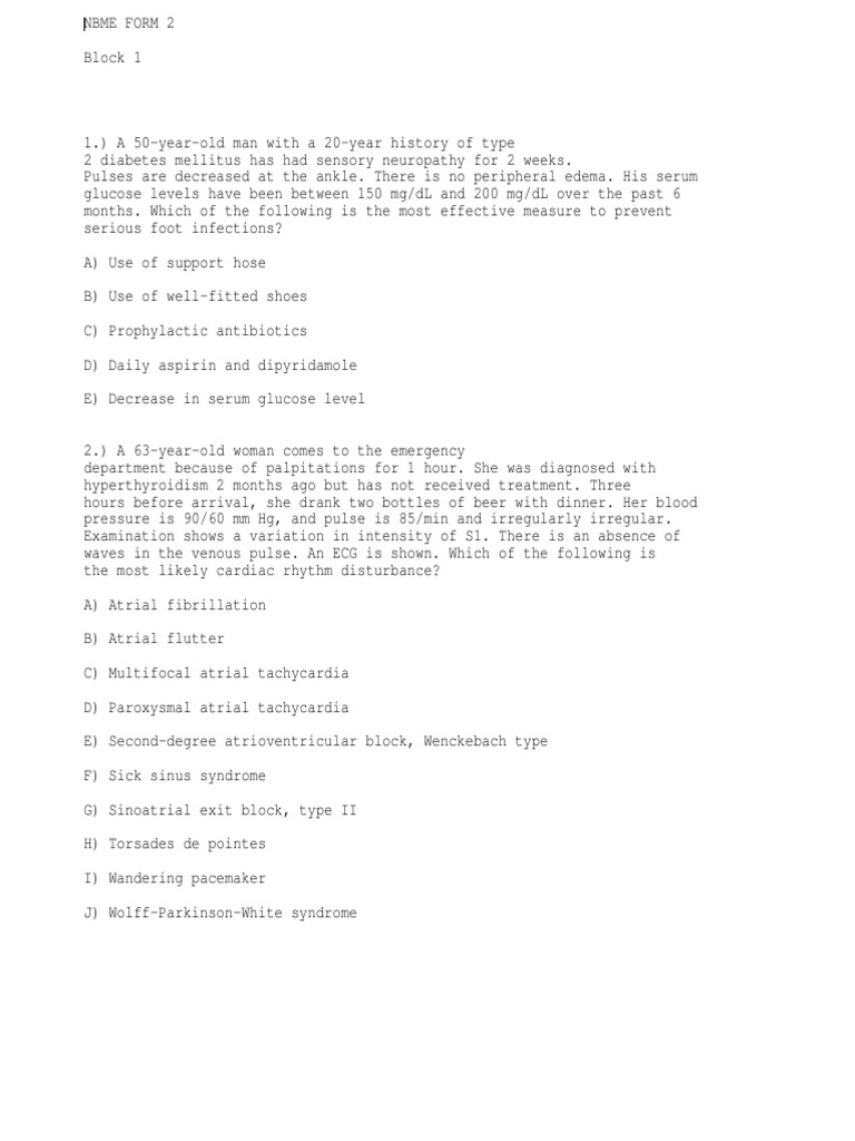 NBME 2 Block 1-4 Edited | PDF | Medical Specialties | Medicine