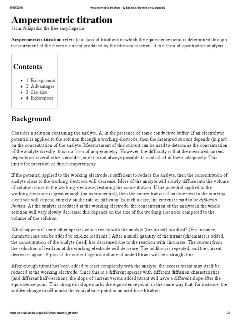 Amperometric Titration Wikipedia, The Free Encyclopedia PDF