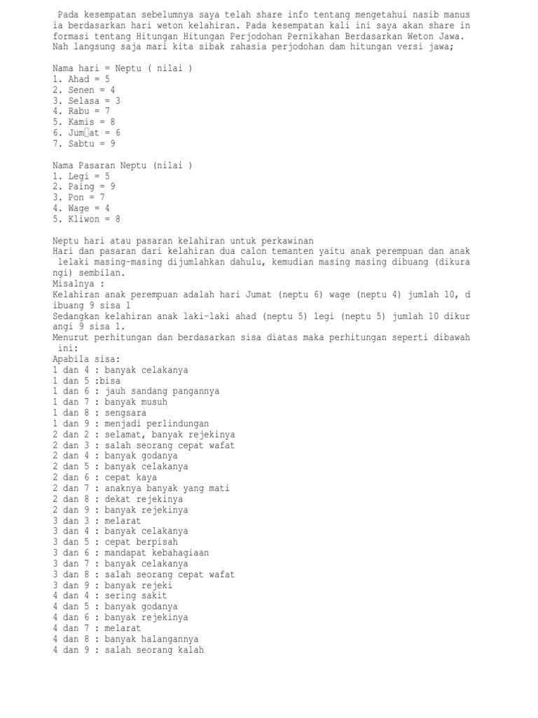 Primbon Jodoh Pdf