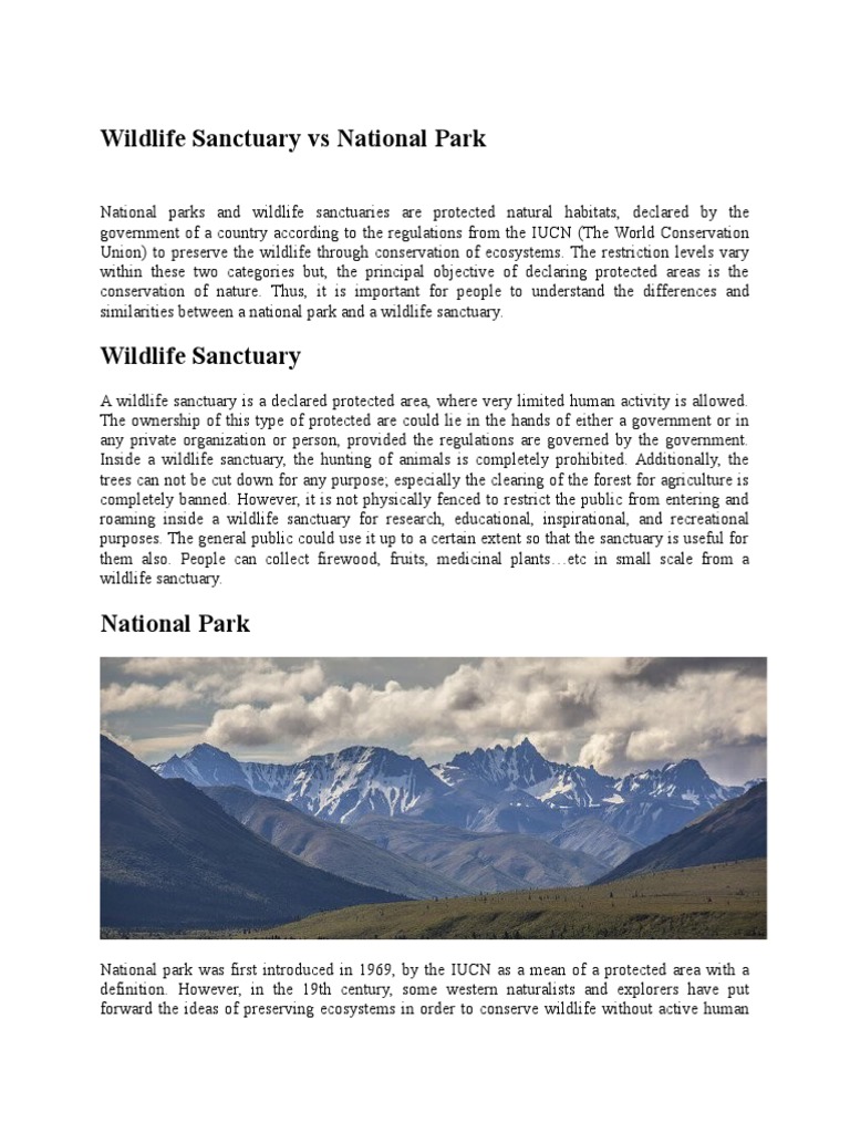 Difference between National Parks and Wildlife Reserves Protected