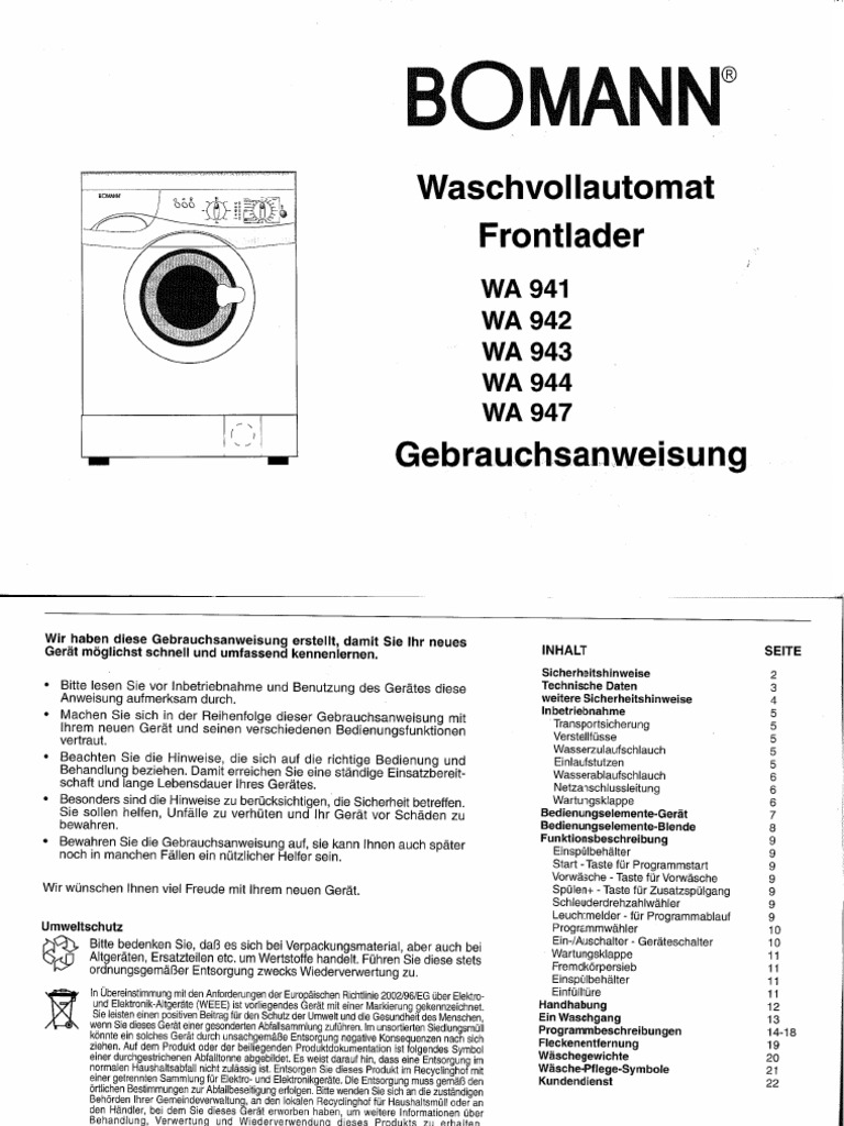 Bomann Wa 941 Washing Machine
