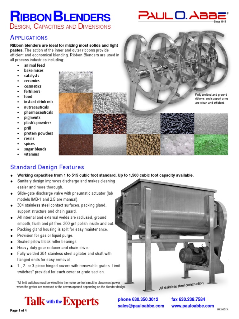 ribbon blender design calculations vanrentalbrooklynny