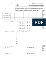 Test - Polynomials: Math 10F