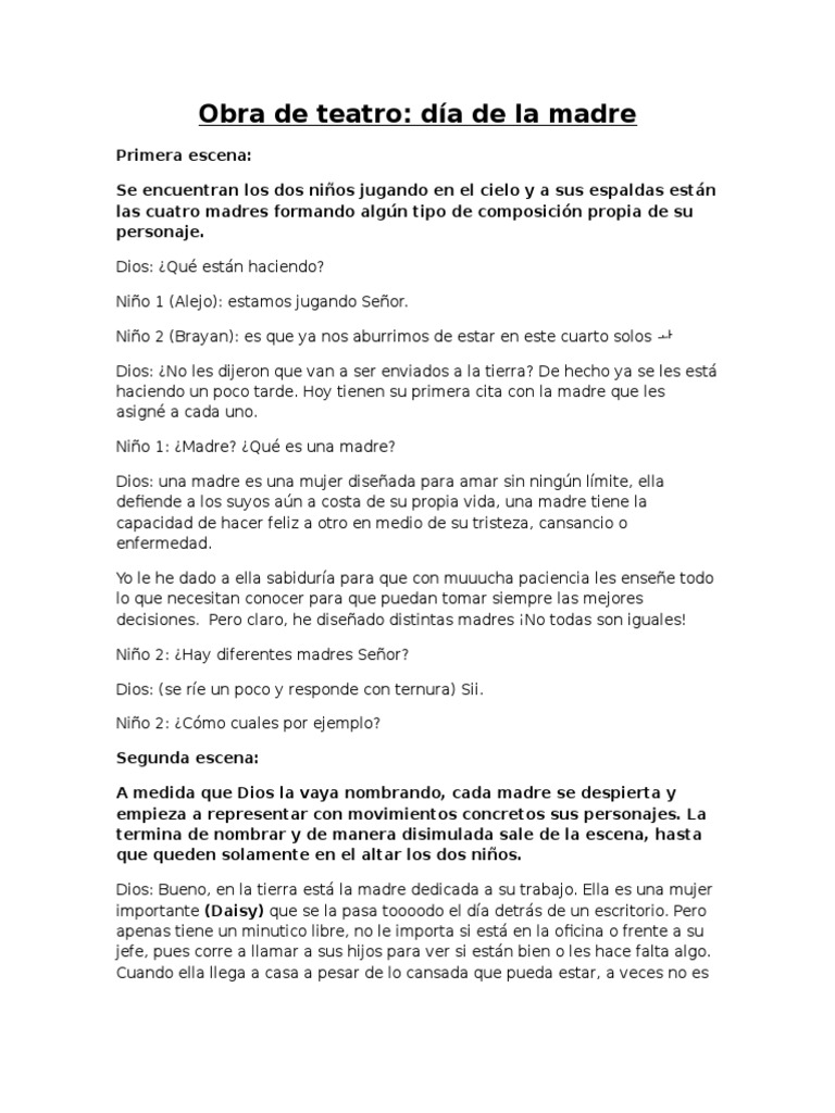 Obra de Teatro: Celebrando a Mamá | PDF | Oración | Amor