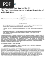 The First Amendment Versus Municipal Regulation of Cable Television, Cato Policy Analysis