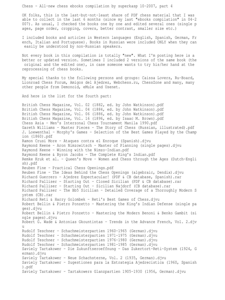 About This Release | PDF | Chess Openings | Competitive Games