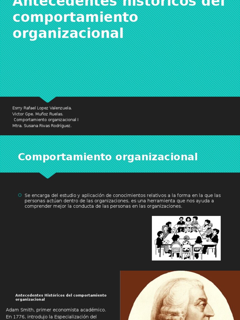 Antecedentes históricos del comportamiento organizacional