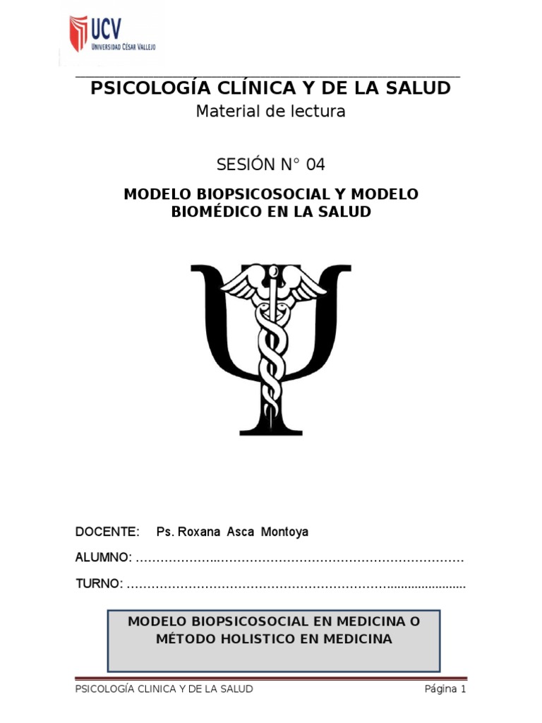 4 Modelo Biomedico y Biopsicosocial Sicología y ciencia