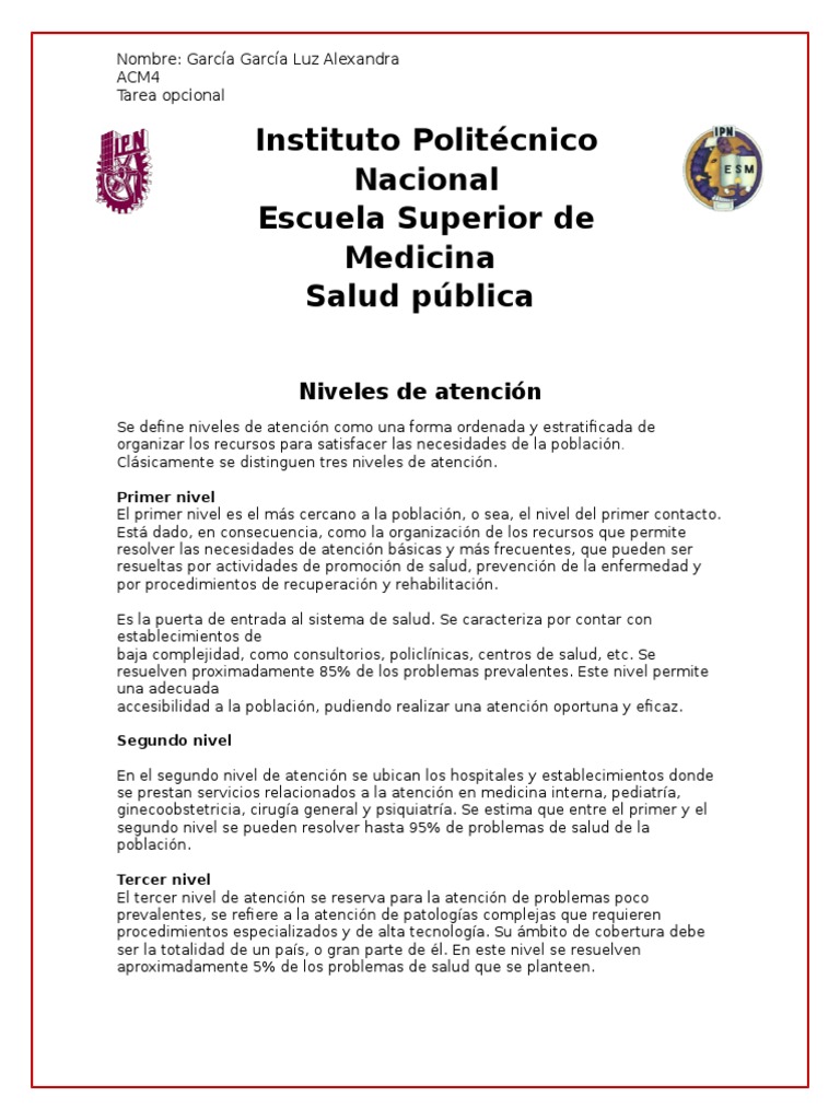 Niveles de Atención en Salud Pública | PDF | Ciencias de la Salud ...