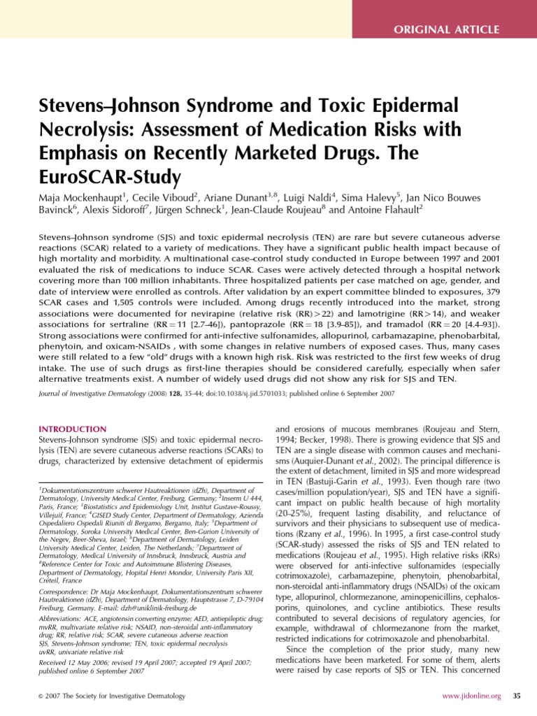 Medication Risks for SJS and TEN | PDF | Nonsteroidal Anti Inflammatory ...