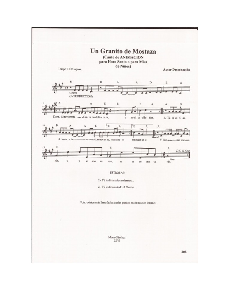 Como Un Granito De Mostaza Partitura Pdf