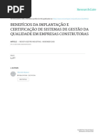 Beneficios Relacionados a Implantação Do Sistema de Qualidade