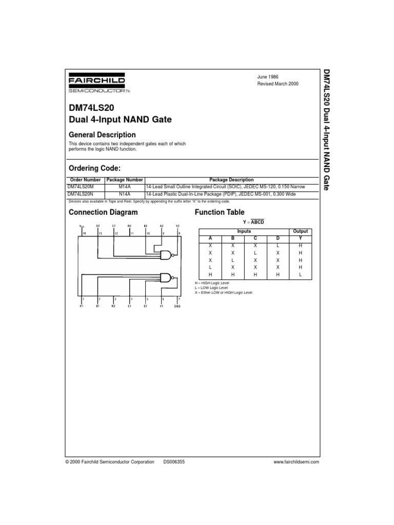 7420 Datasheet PDF | PDF | Logic Gate | Digital Electronics