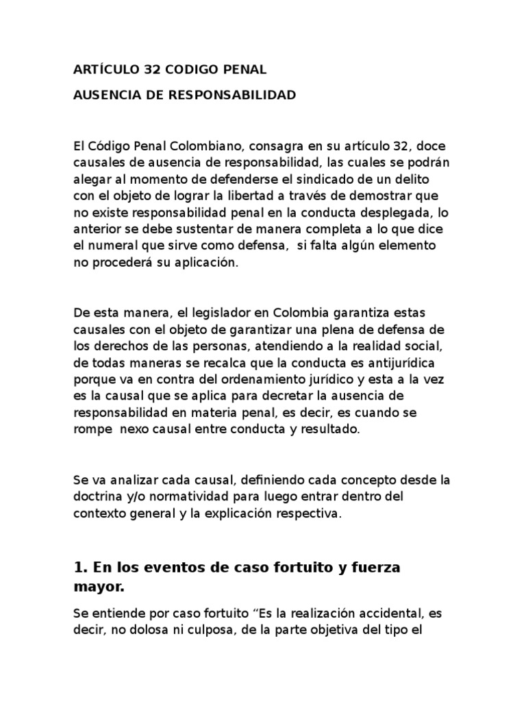 Artículo 32 Codigo Penal Derecho penal Justicia