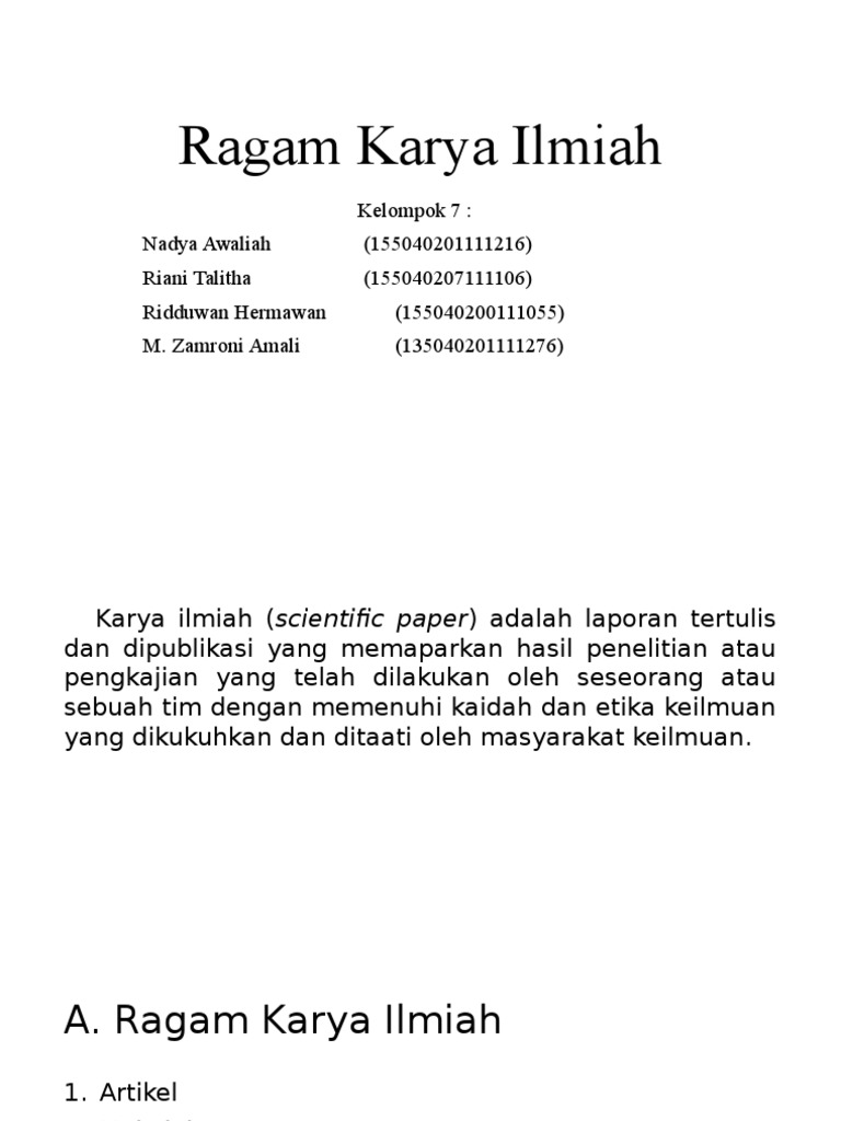 Ragam Karya Ilmiah