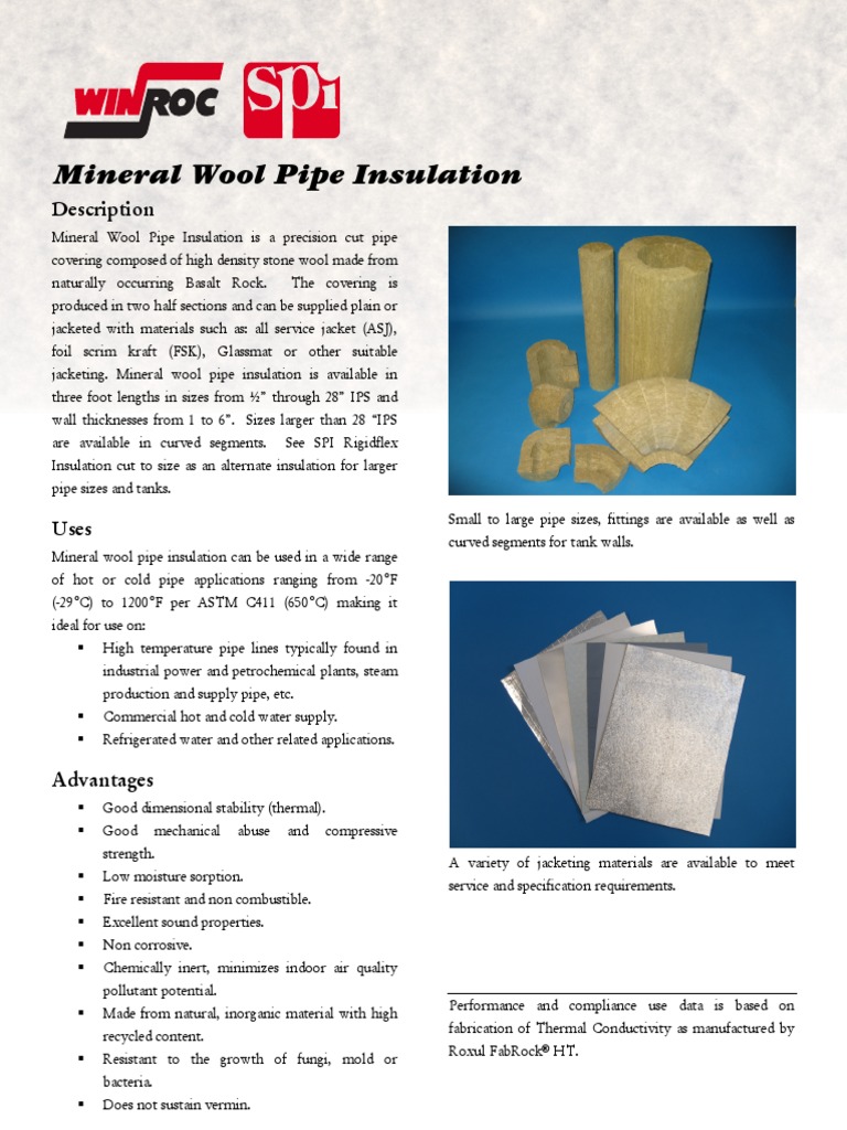 Mineral Wool Pipe Insulation Datasheet PDF Thermal Insulation