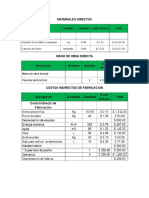 Costos Involucrados en El Preoceso de Fabricacion