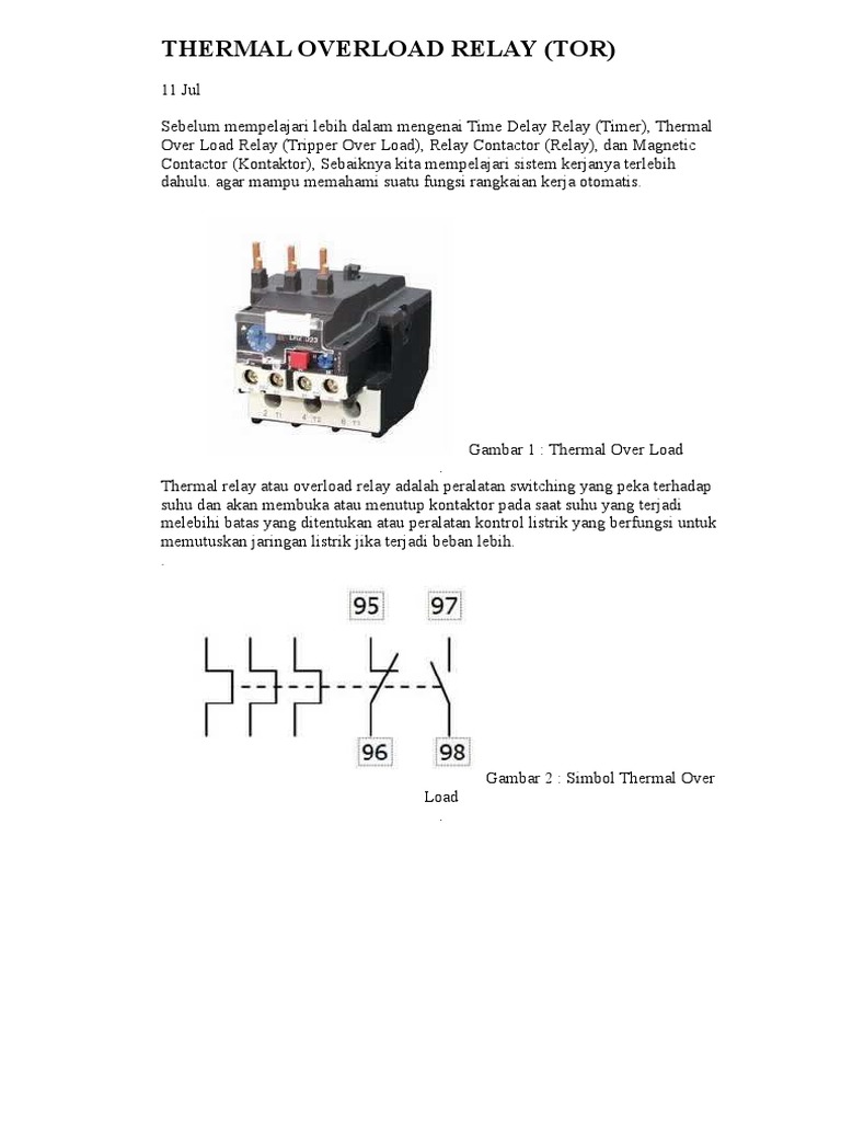 Fungsi dan Karakteristik Thermal Overload Relay | PDF | Sains ...