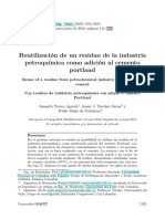 Reutilización de Un Residuo de La Industria Petroquímica Como Adición Al Cemento Portland