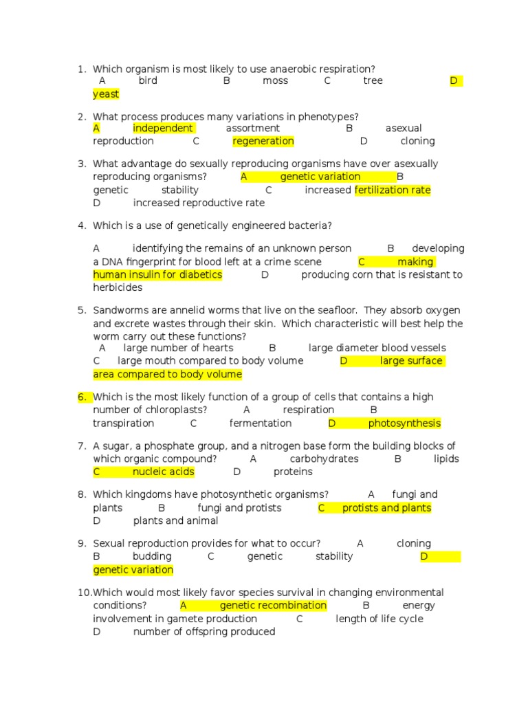 Bio Board Game Questions | PDF | Organisms | Genetics