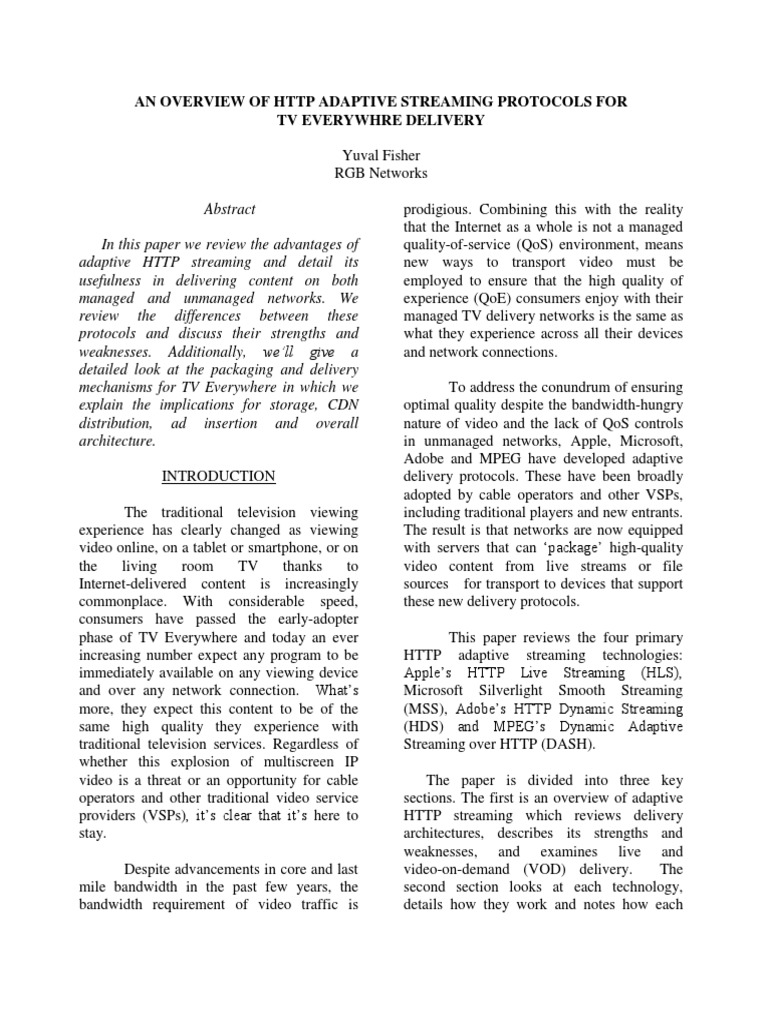 2014 An Overview of HTTP Adaptive Streaming Protocols For TV Everywhere
