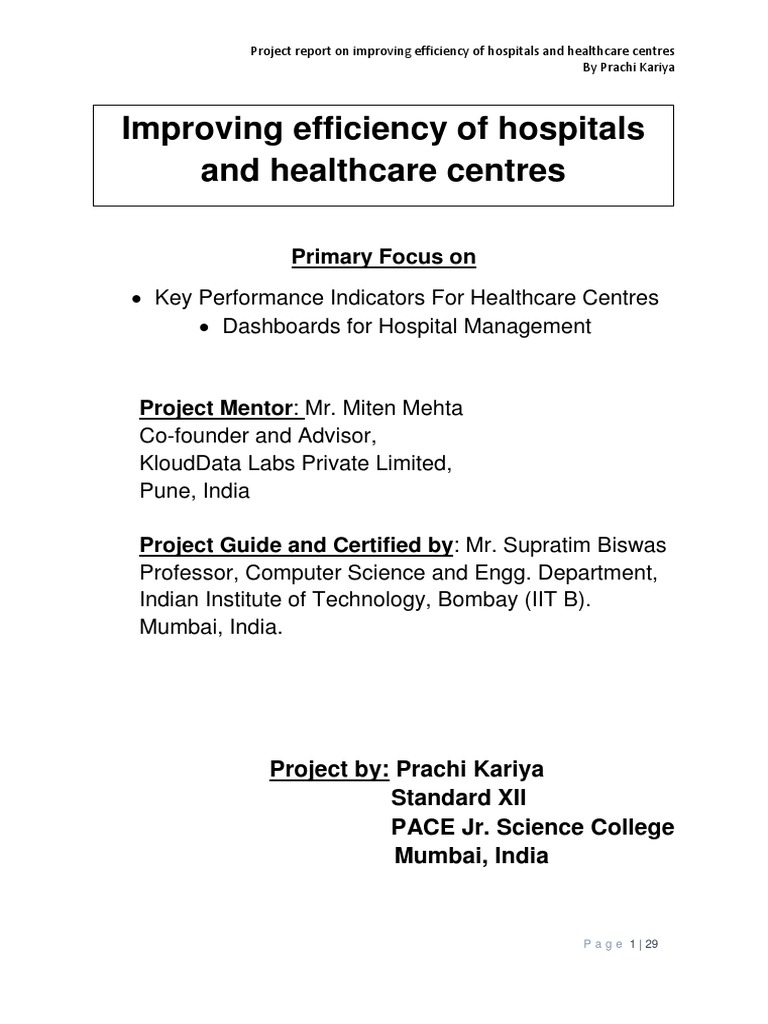 Improving Efficiency of Hospitals and Healtcares Centre PDF
