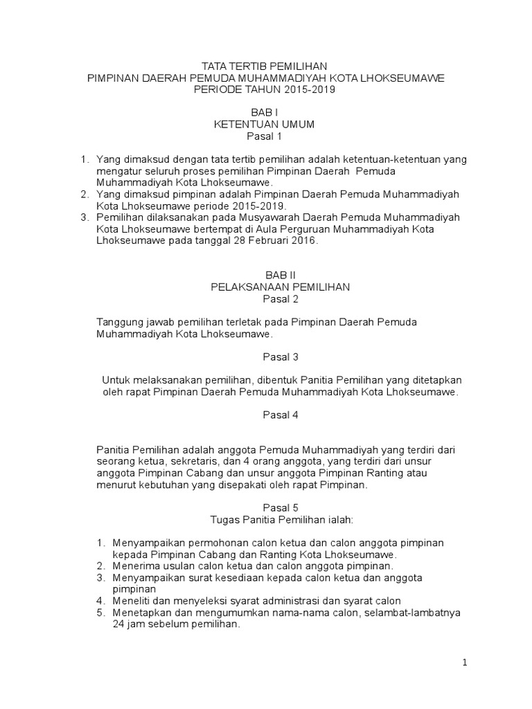 Tata Tertib Pemilihan