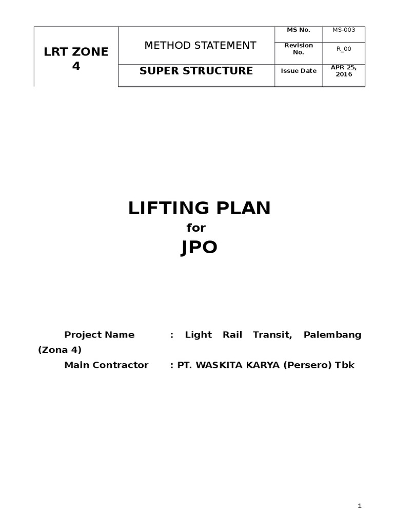 Lifting Plan for LRT Zona 4 Cranes | PDF | Crane (Machine) | Rigging