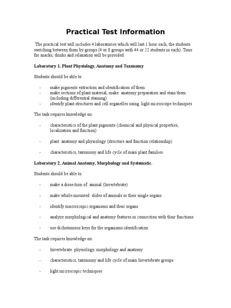 Comprehensive Practical Test Overview | PDF