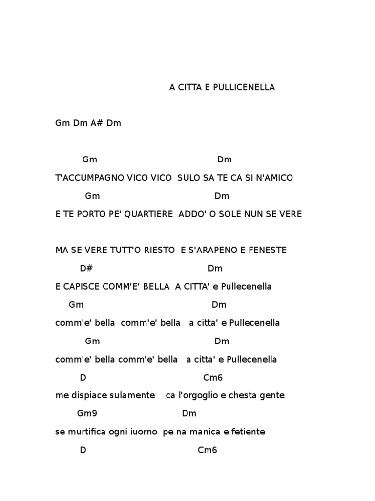 A Citta e Pulicenella Testo e