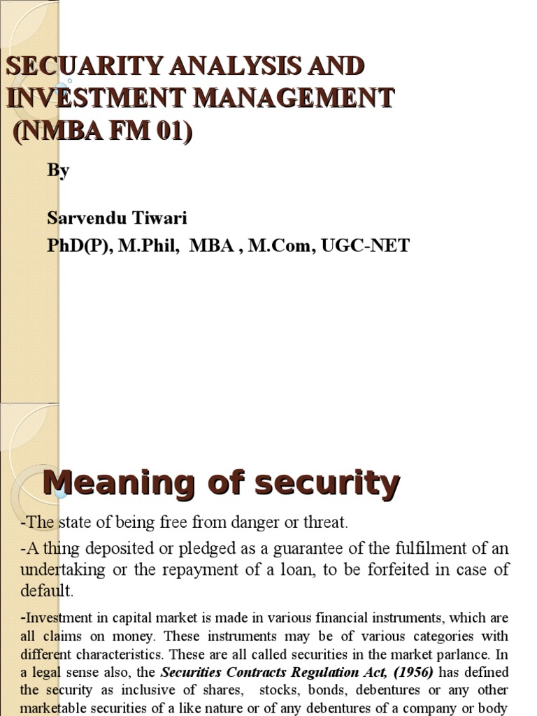 Security Analysis & Investment Guide | PDF | Bonds (Finance) | Stock ...