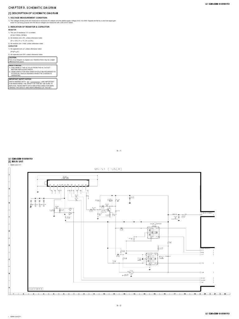Sharp Lc 32m400m Bk Schematic Diagram