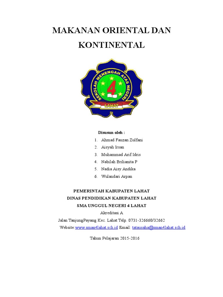 Makanan Oriental Dan Kontinental