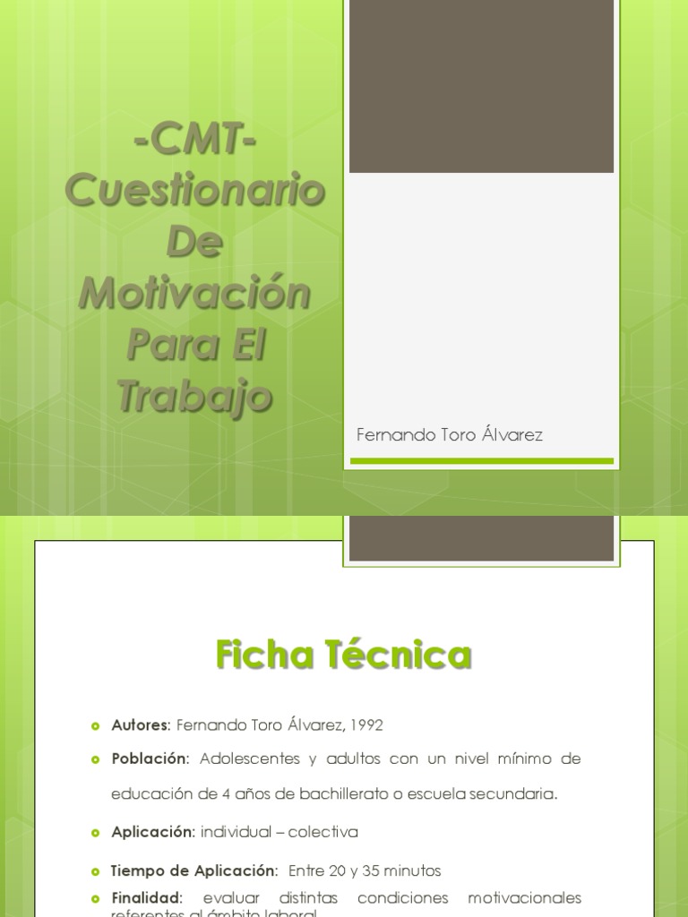 (CMT) Cuestionario de Motivacion en El Trabajo | PDF | Ingeniería ...